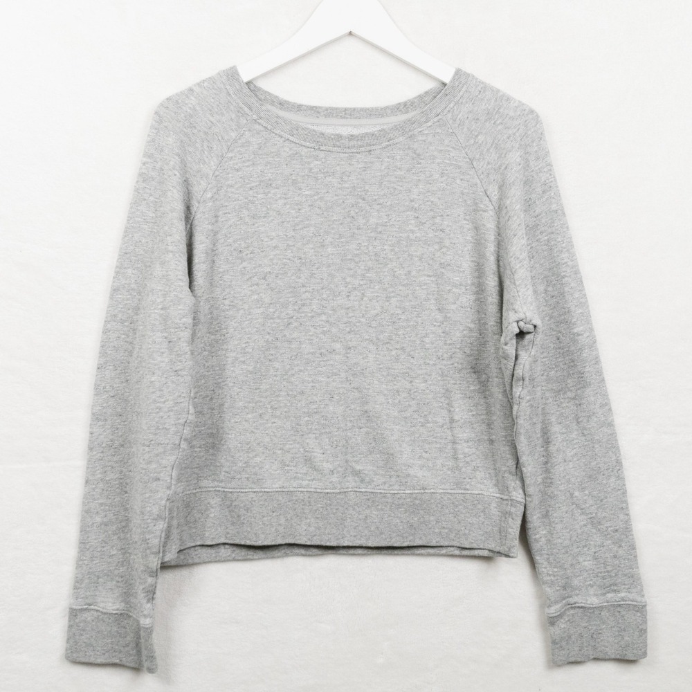 J CREW Vintage Fleece Raglan Sleeve Cotton Pullover Sweatshirt Gray Sz S
